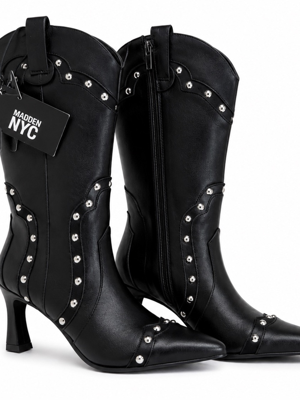 NWT Madden NYC Black Studded Western Boots Women’s Size 9 Cowboy Boots